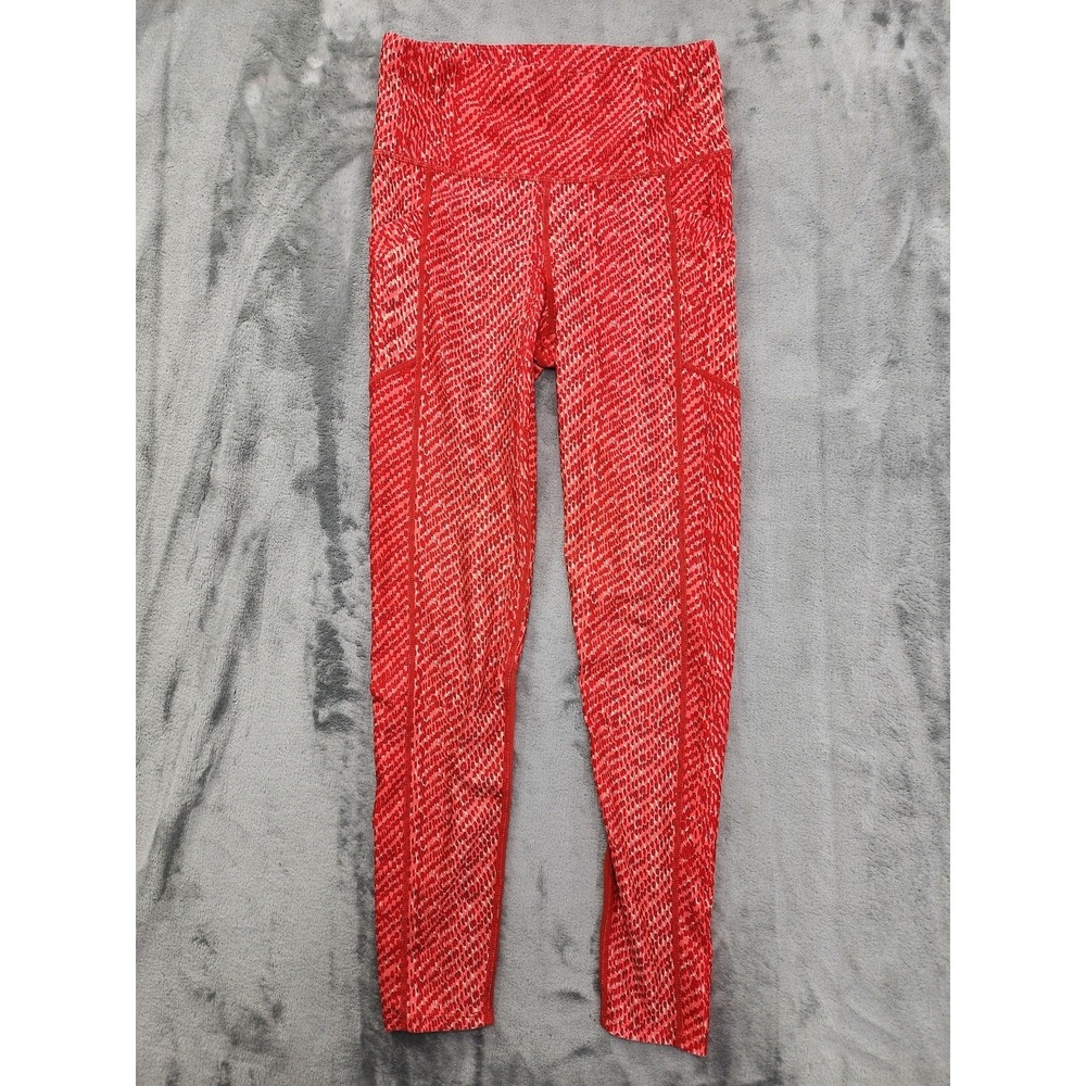 Joy Lab Leggings Womens S Orange Printed High Rise Ankle Pocket Workout Gym Yoga